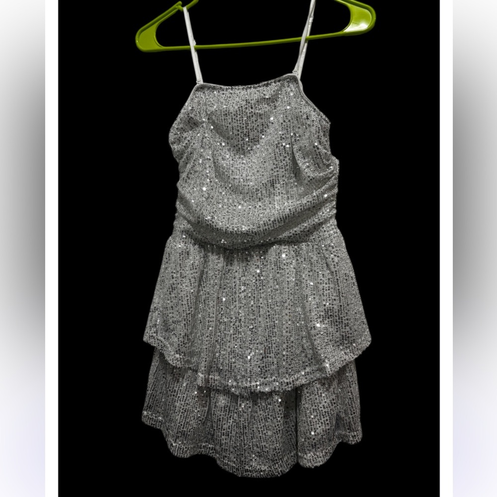 Cider Shimmering Silver Sequin Top